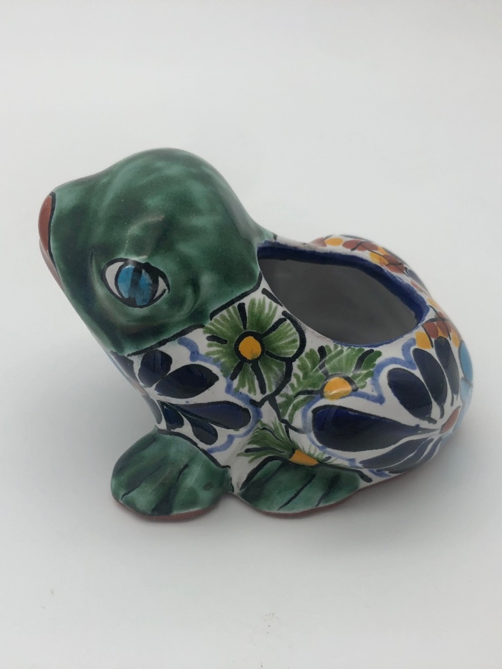Frog with Big Lips Planter Castillo Mexican Folk Art Pottery Hand Painted SMALL